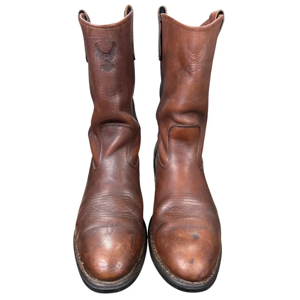Vintage Unbranded Harley Davidson Brown Soft Toe Western 
